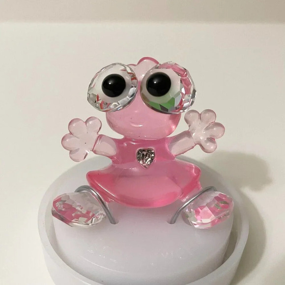 Swarovski  Crystals The Twinklets Pink Figurine In Globe Scratches - Picture 13 of 16